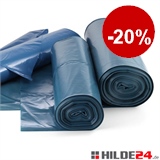 HILDE24 | Müllsäcke, LDPE, 120 Liter, verschiedene Stärken, blau